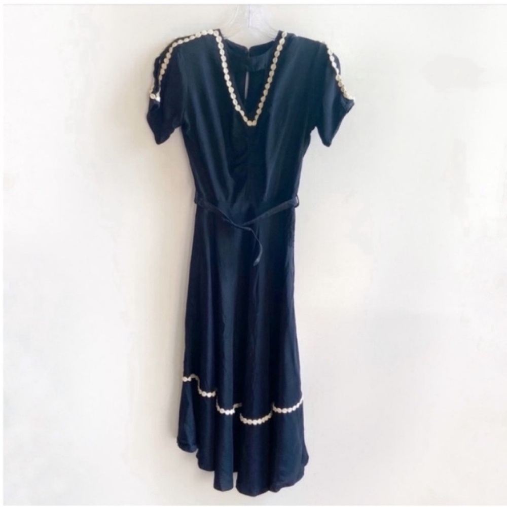 Vintage dress black 1950 swing style cut out belt